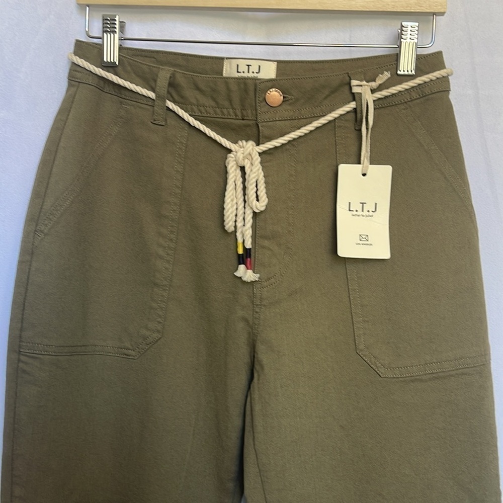 L.T.J Letter to Juliet Olive Green Cargo Joggers Size L Zip Cuff Utility NWT - Picture 3 of 15